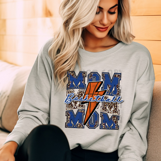 STACKED BASKETBALL MOM BLUE/LEOPARD - DTF TRANSFER