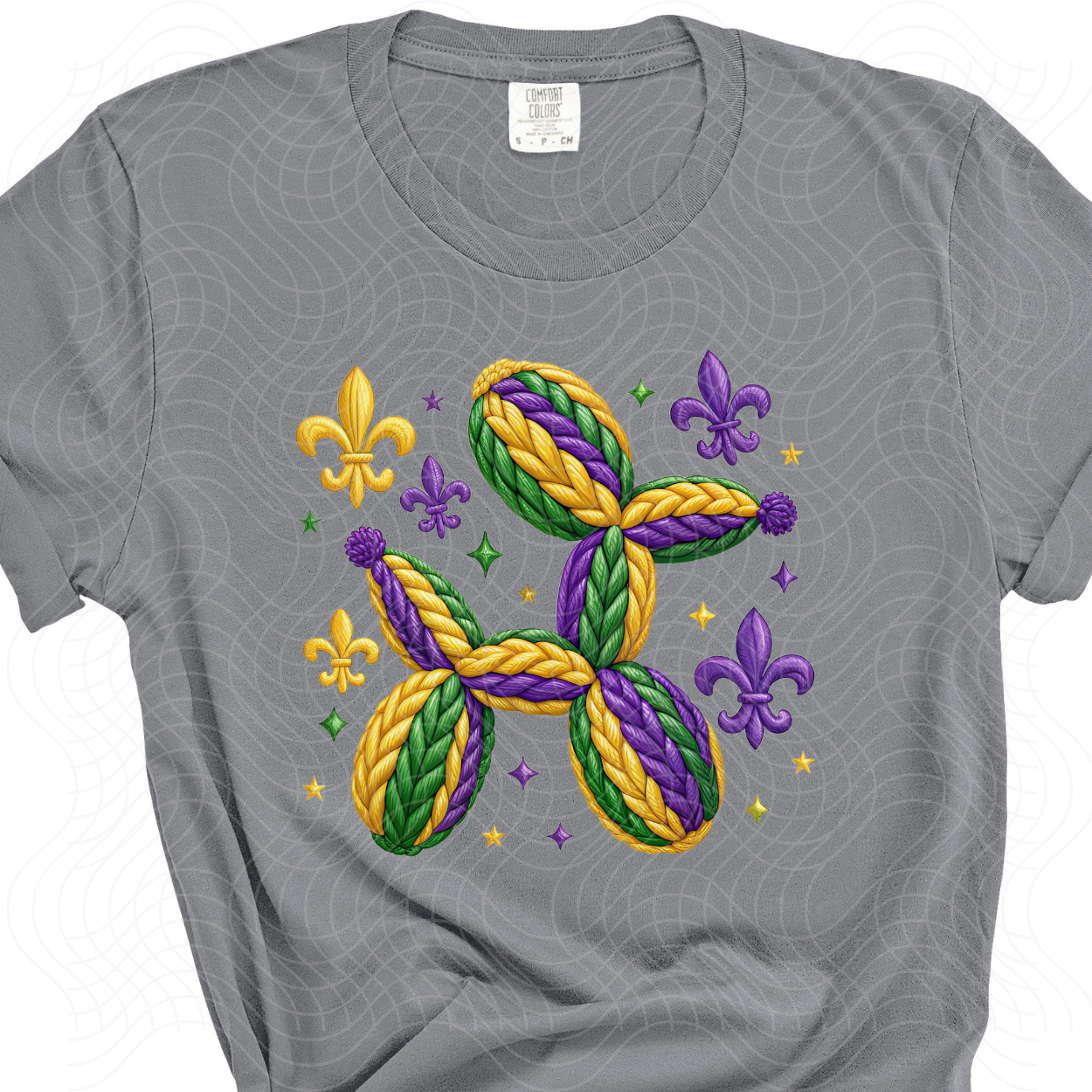 MARDI GRAS FAUX YARN BALLOON DOG - DTF TRANSFER