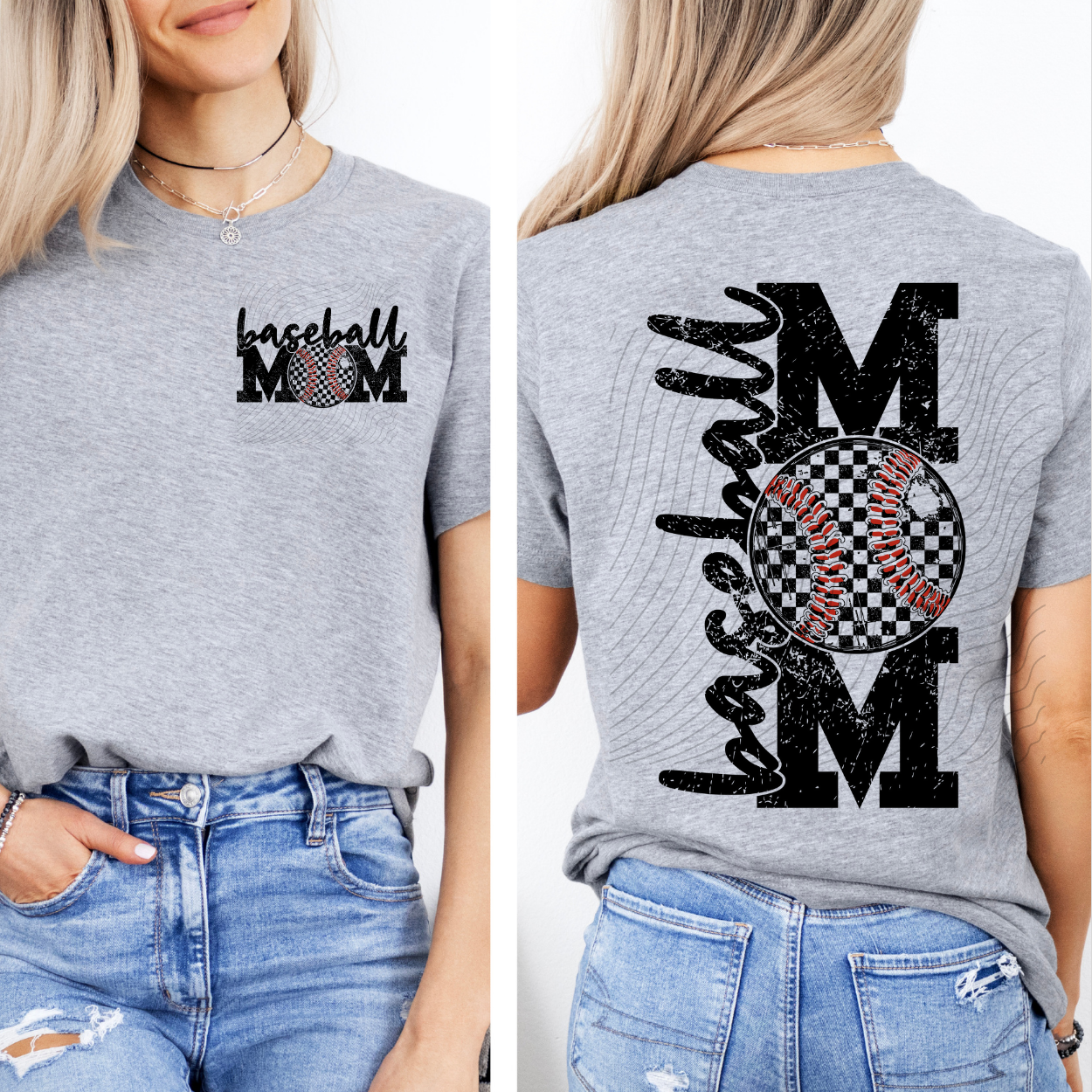 BASEBALL MOM BLK W/ POCKET - DTF TRANSFER