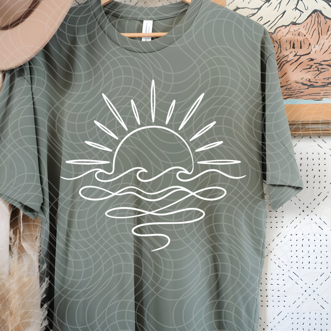 SUN RAYS WHITE-DTF TRANSFER