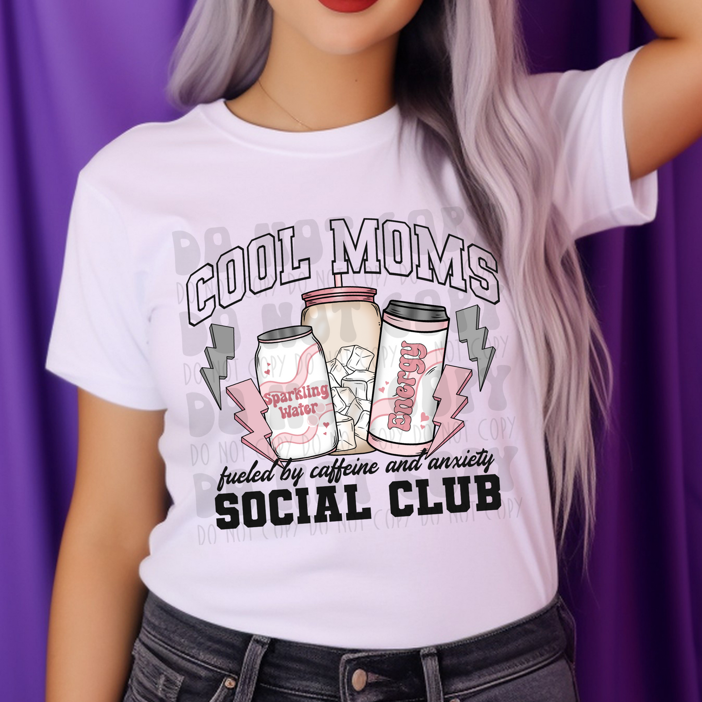 COOL MOMS SOCIAL CLUB, PINK - DTF TRANSFER