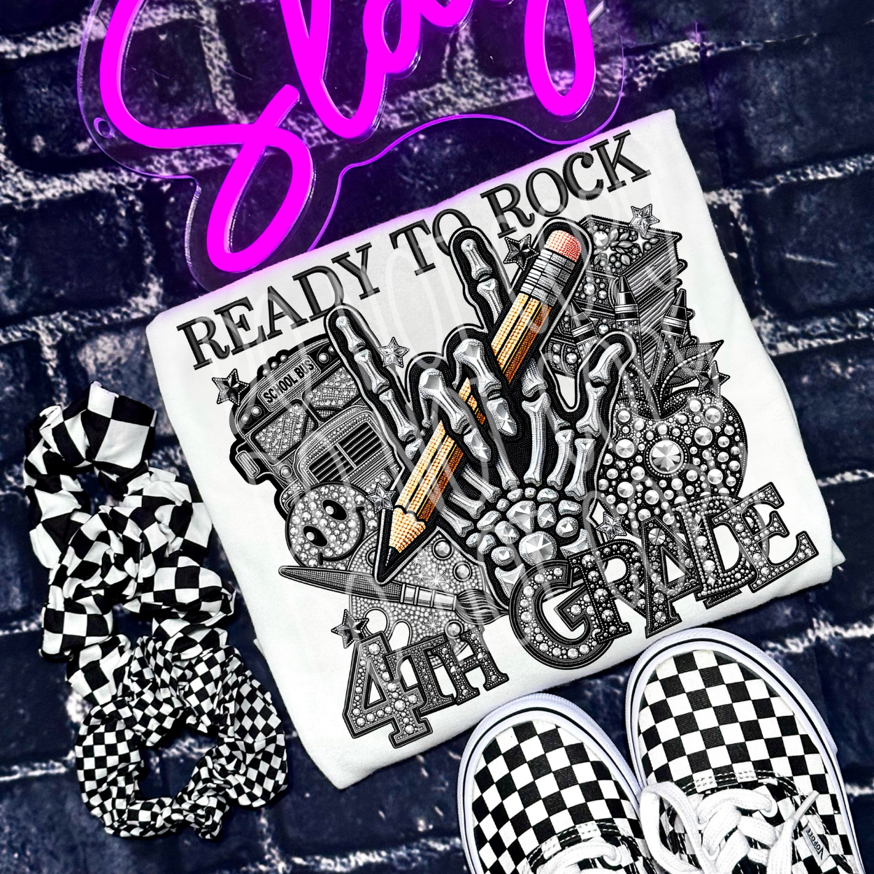READY TO ROCK FOURTH GRADE RHINESTONES - DTF TRANSFER