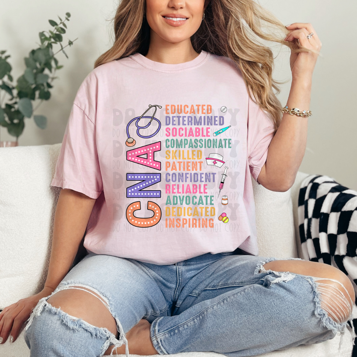 CNA POLKA DOT LIST WITH ELEMENTS - DTF TRANSFER