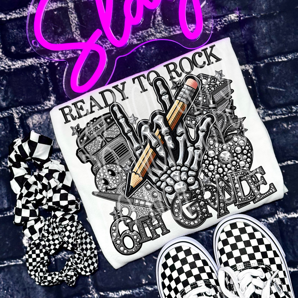 READY TO ROCK SIXTH GRADE RHINESTONES - DTF TRANSFER