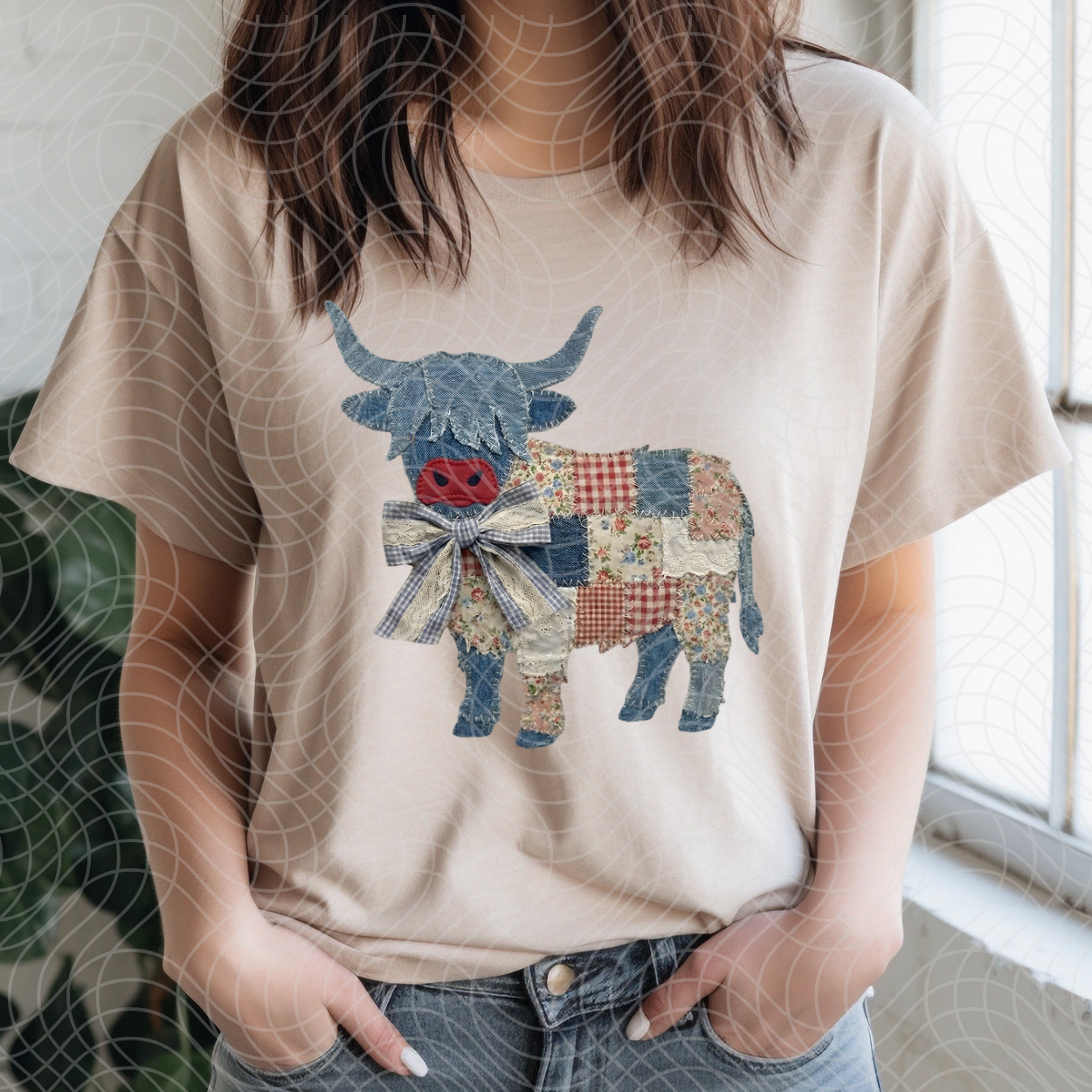FAUX PATCHWORK COW - DTF TRANSFER