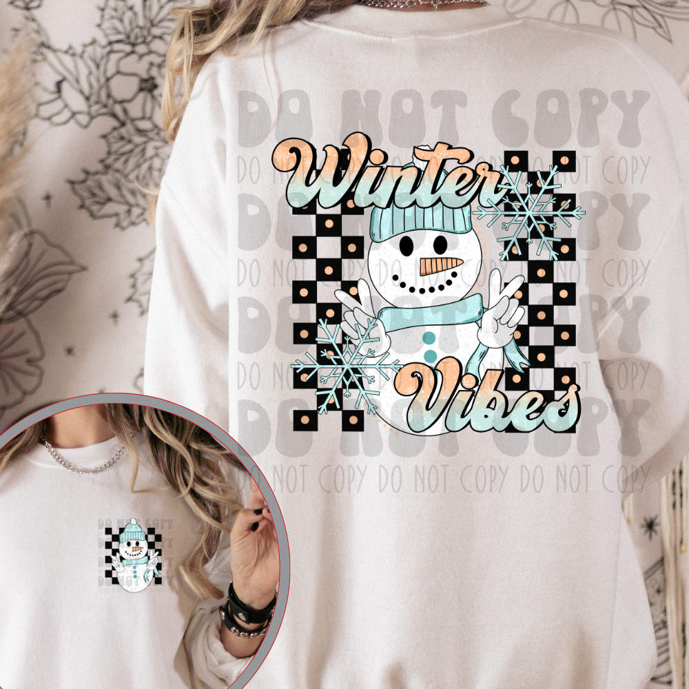 WINTER VIBES SNOWMAN W/ POCKET - DTF TRANSFER