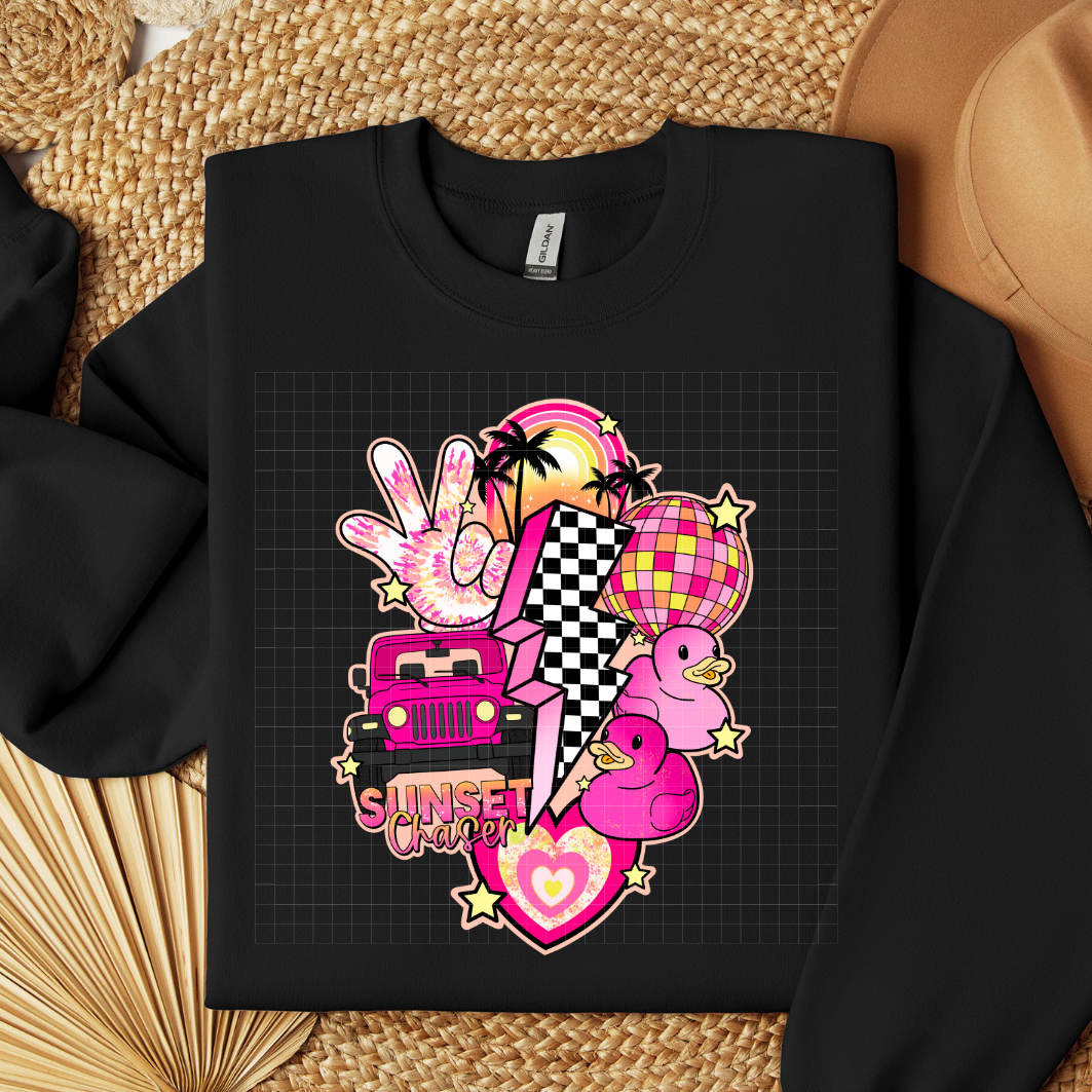 SUNSET CHASER JEEP PINK - DTF TRANSFER