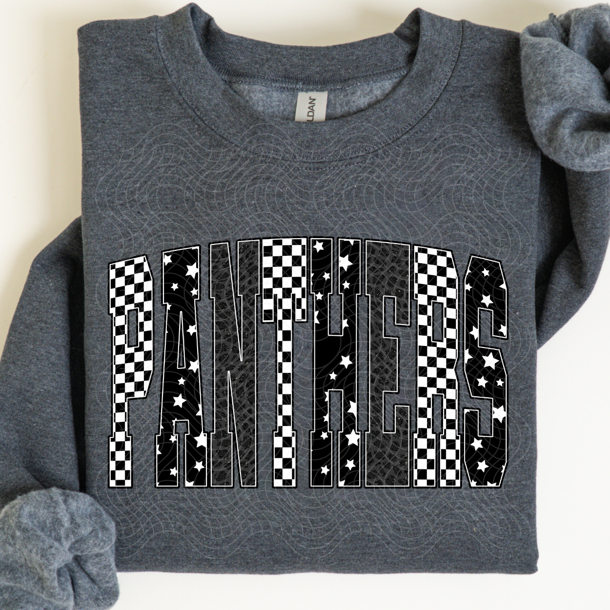 PANTHERS BLK PATTERN ARCHED - DTF TRANSFER