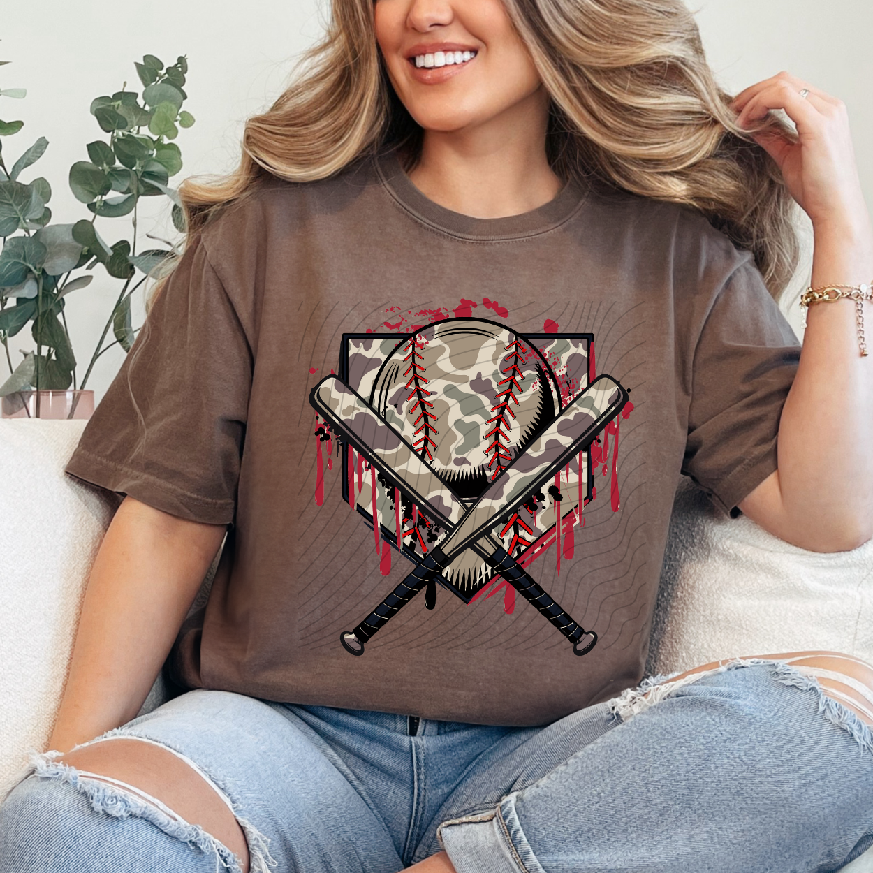 BROWN CAMO DRIP BASEBALL - DTF TRANSFER