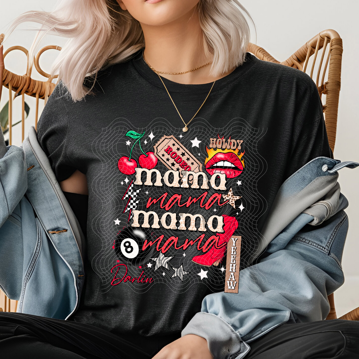 MAMA COLLAGE WHT STARS - DTF TRANSFER