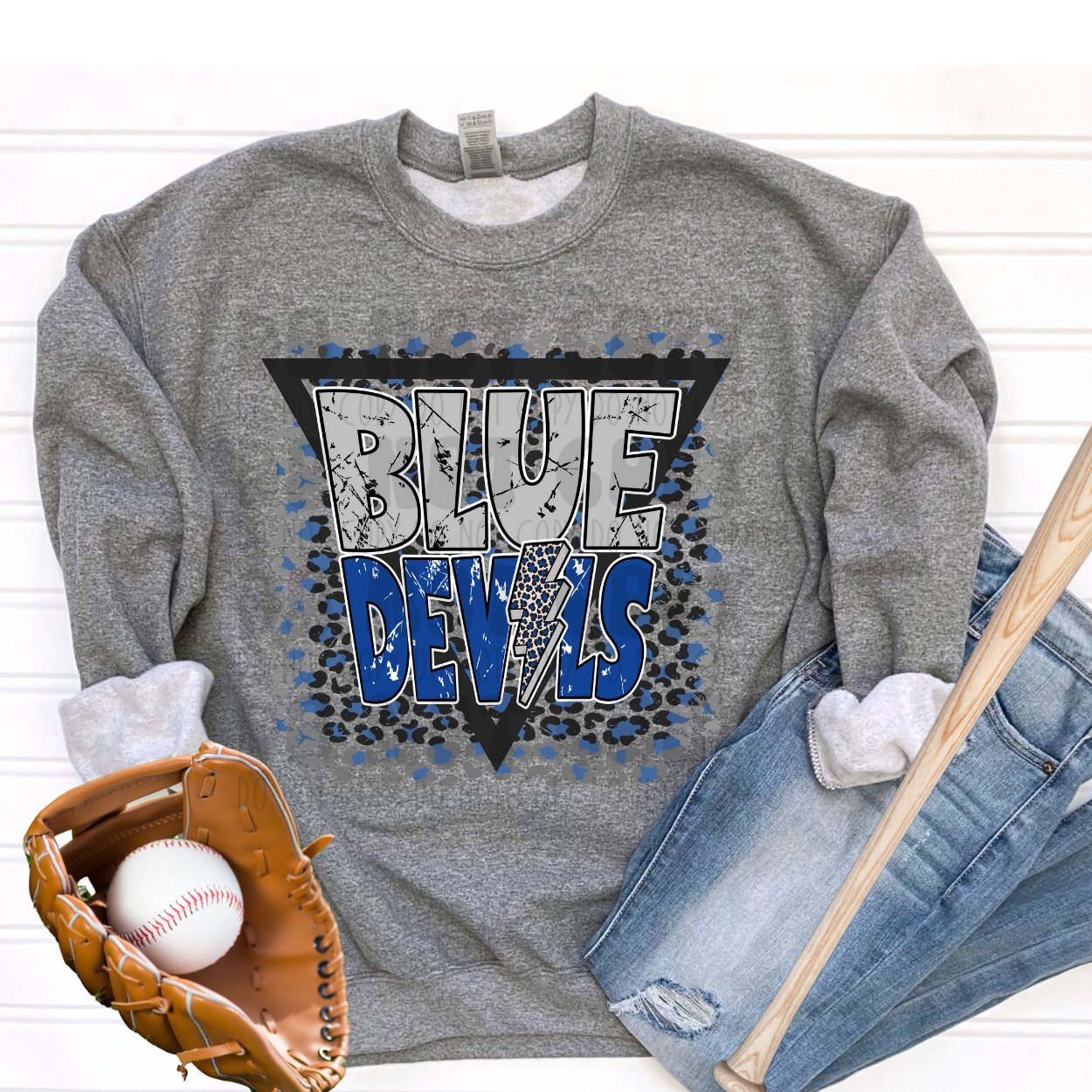 BLUE DEVILS LEOPARD BACKGROUND - DTF TRANSFER