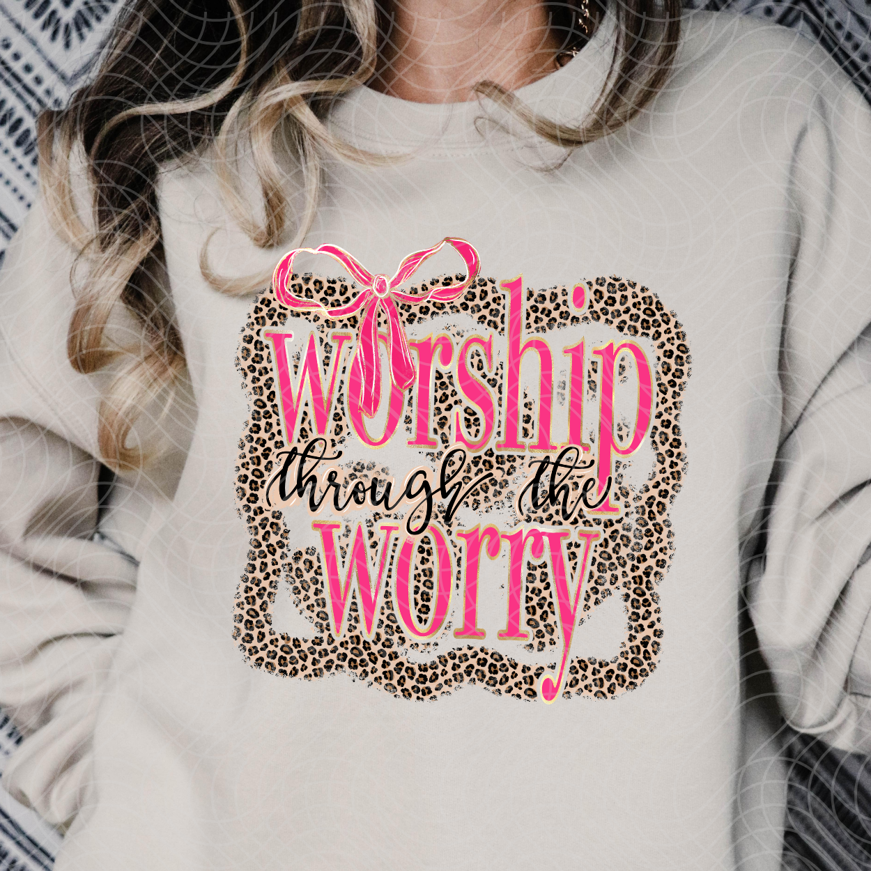 WORSHIP THROUGH THE WORRY TAN OUTLINE - DTF TRANSFER
