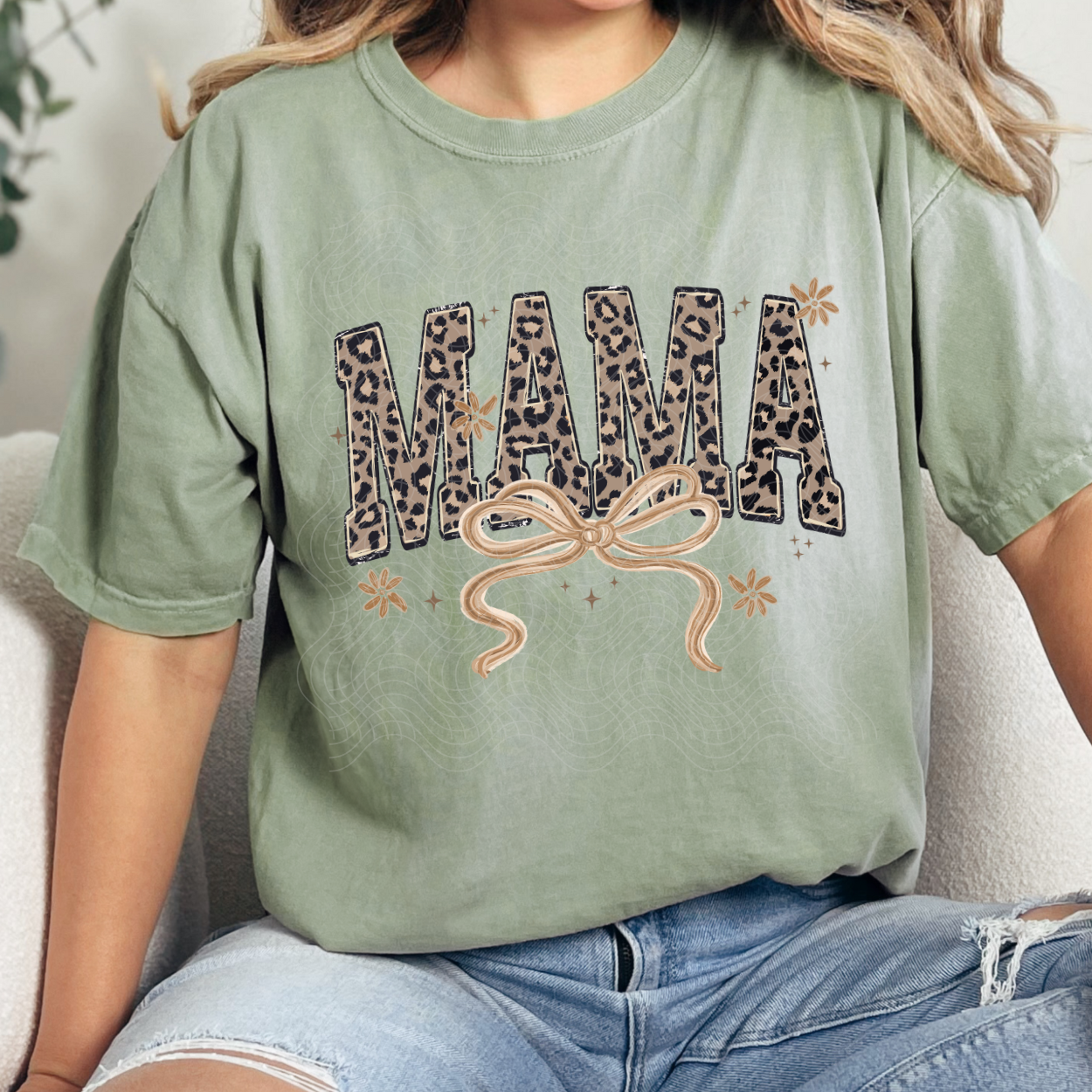 MAMA LEOPARD WITH BOW - DTF TRANSFER