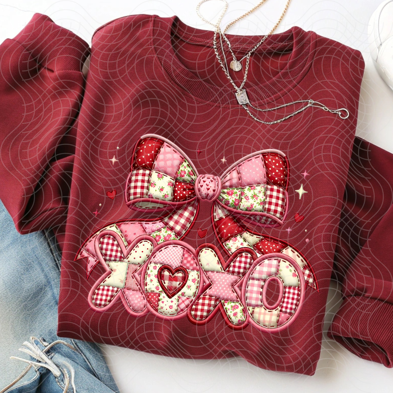 XOXO PATCHWORK WITH BOW - DTF TRANSFER