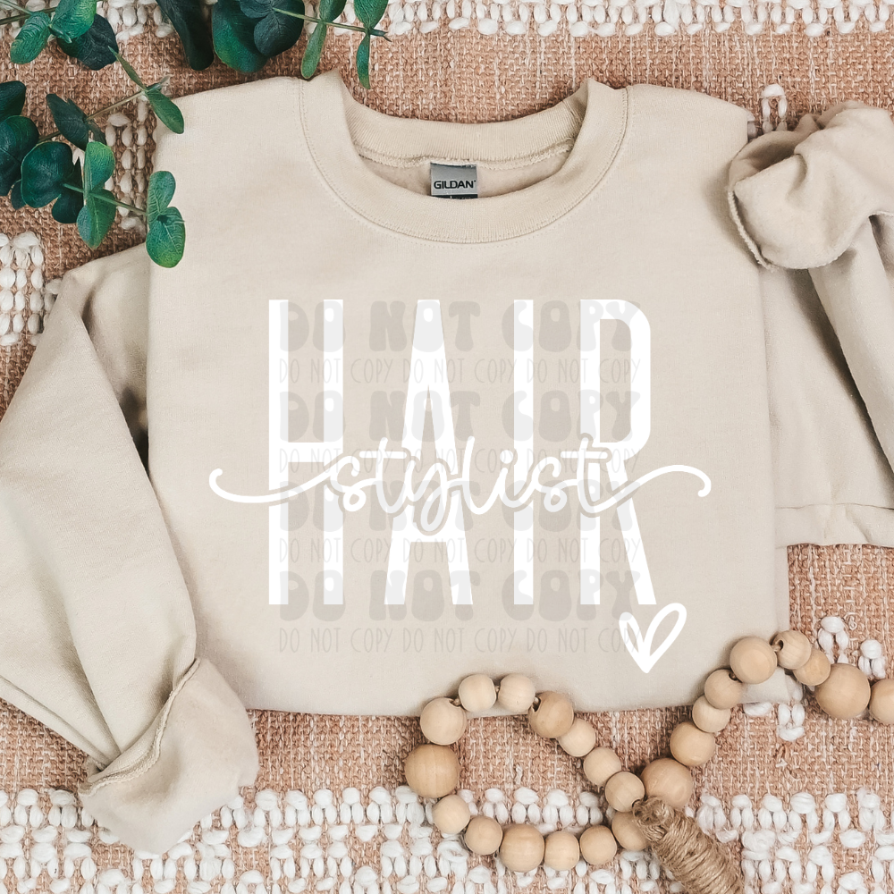 HAIR STYLIST - WHITE - DTF TRANSFER