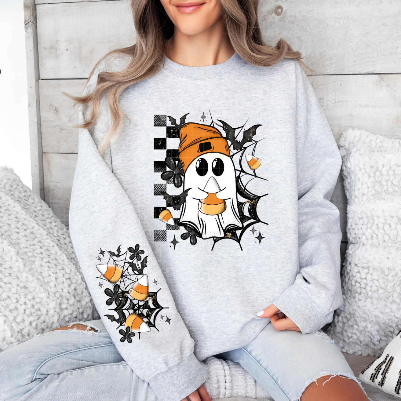 CANDYCORN GHOSTIE W/ SLEEVE - DTF TRANSFER