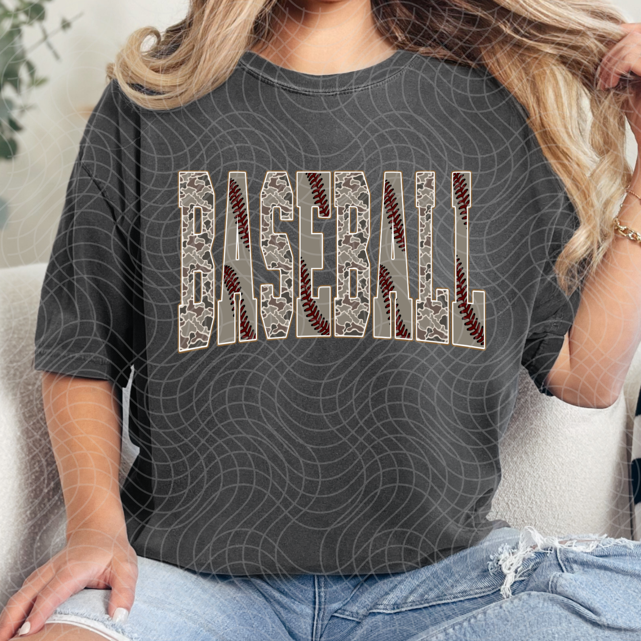 BASEBALL TALL CAMO/STITCHES - DTF TRANSFER