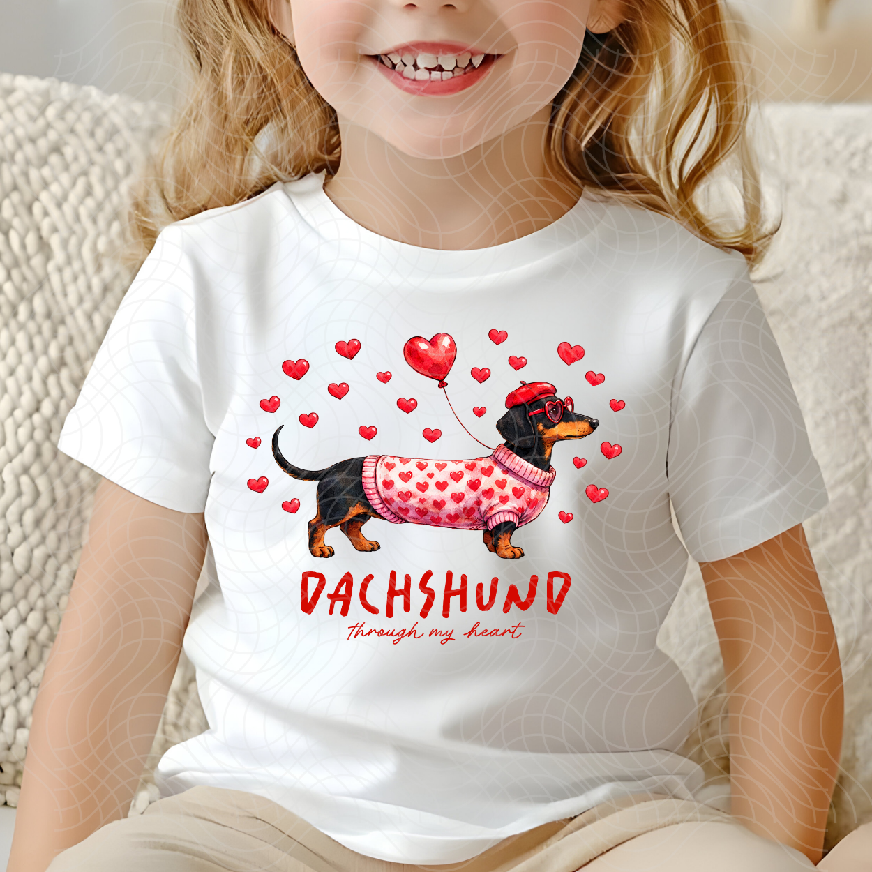 DACHSHUND THROUGH MY HEART - DTF TRANSFER