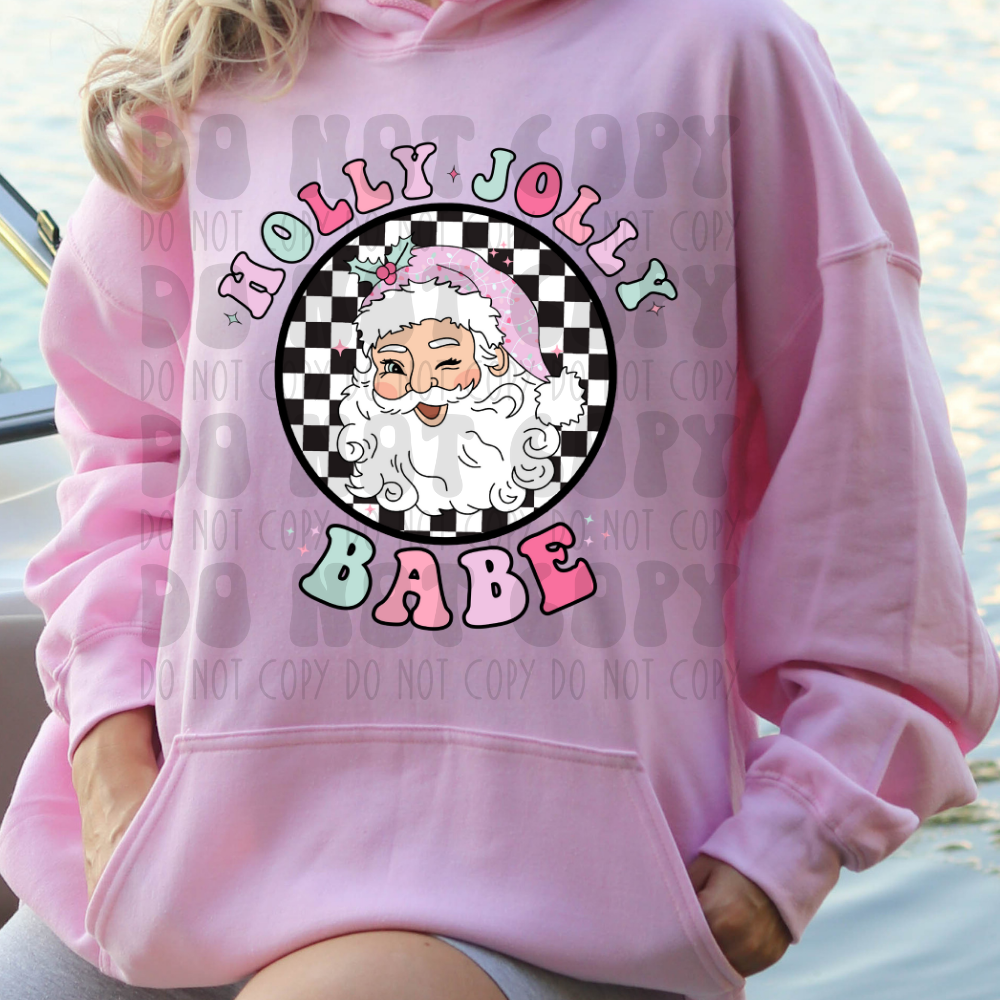 HOLLY JOLLY BABE SANTA - PINK - DTF TRANSFER