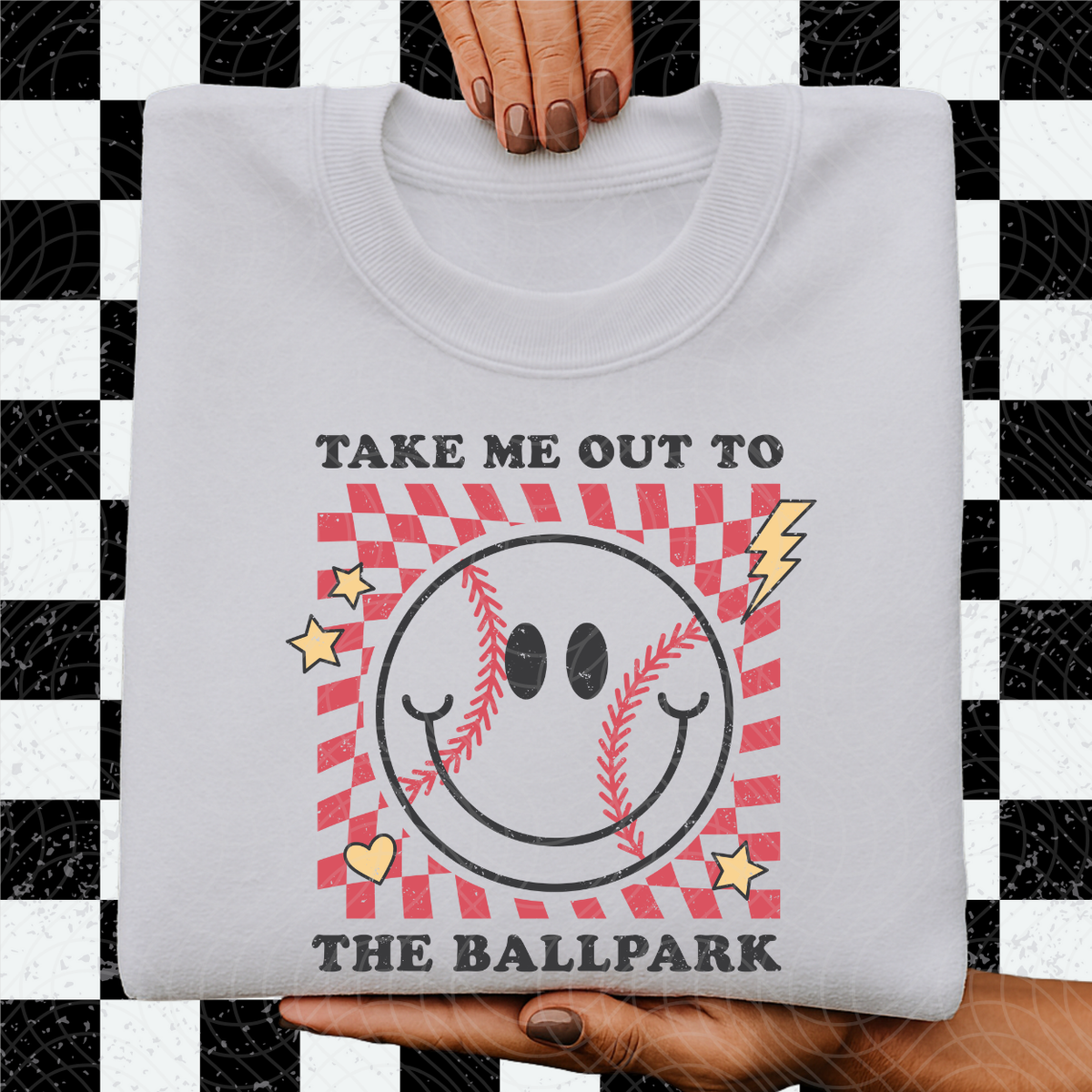 TAKE ME OUT TO THE BALLPARK DISTRESSED - DTF TRANSFER