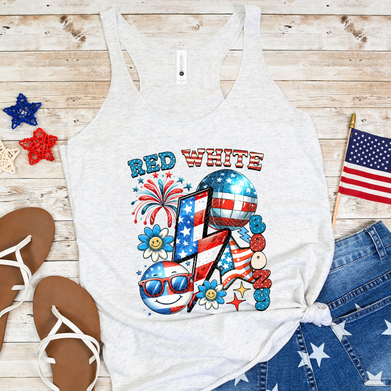 RED WHITE BOOZY COLLAGE - DTF TRANSFER