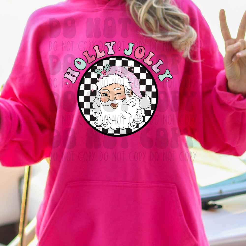 HOLLY JOLLY SANTA - PINK - DTF TRANSFER
