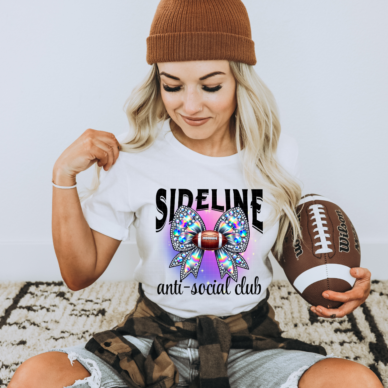 SIDELINE ANTISOCIAL CLUB BLK W RHINESTONES - DTF TRANSFER