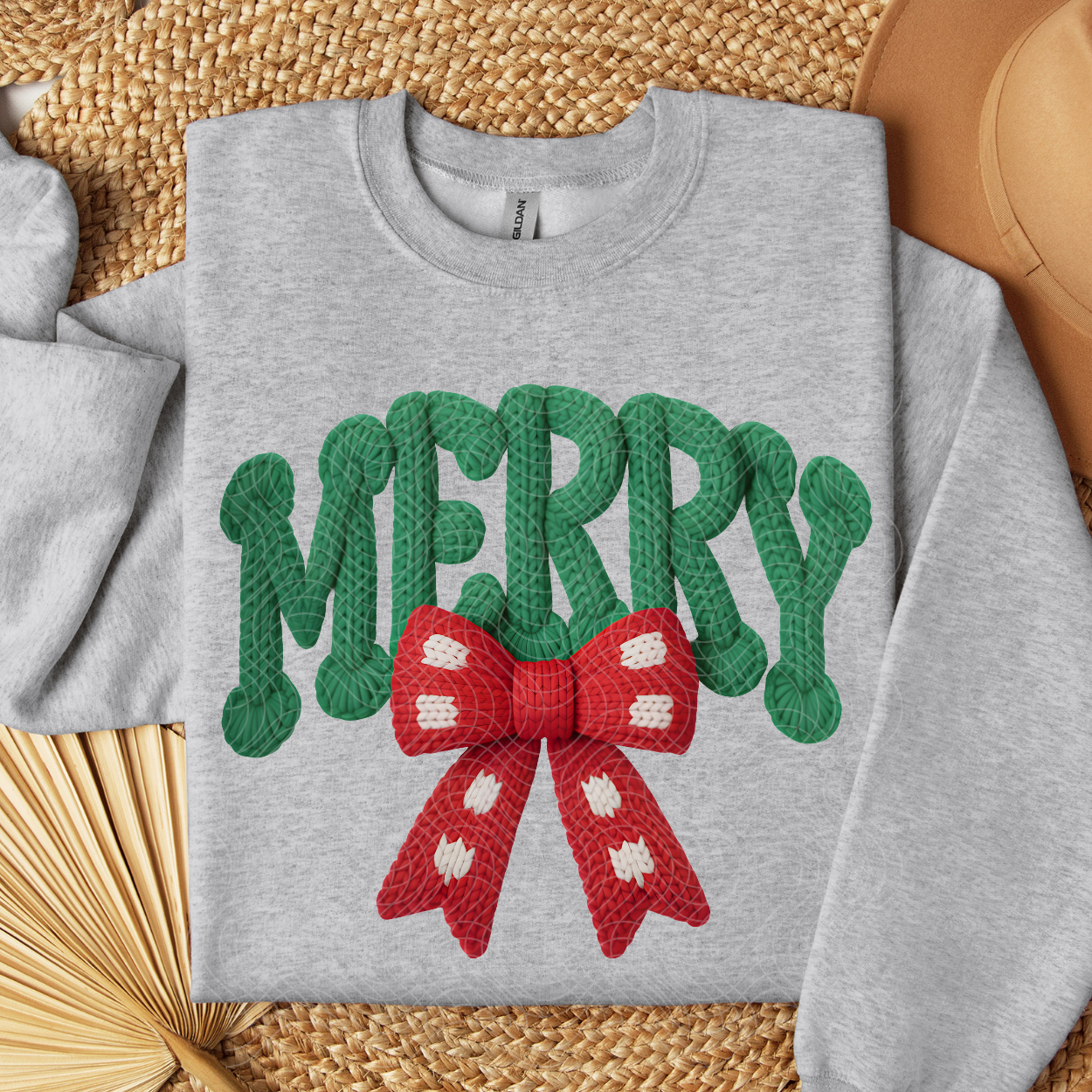 FAUX YARN MERRY BOW - DTF TRANSFER