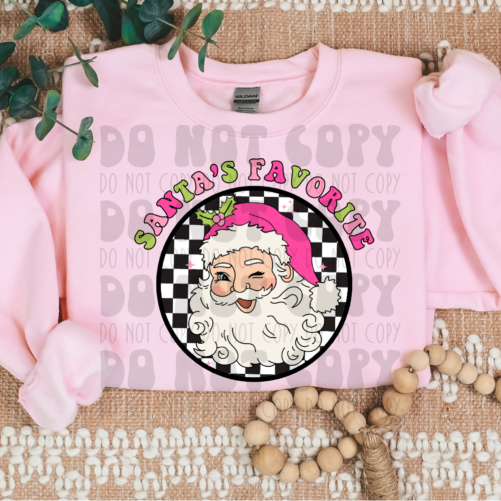 SANTA'S FAVORITE SANTA - PINK/GREEN - DTF TRANSFER