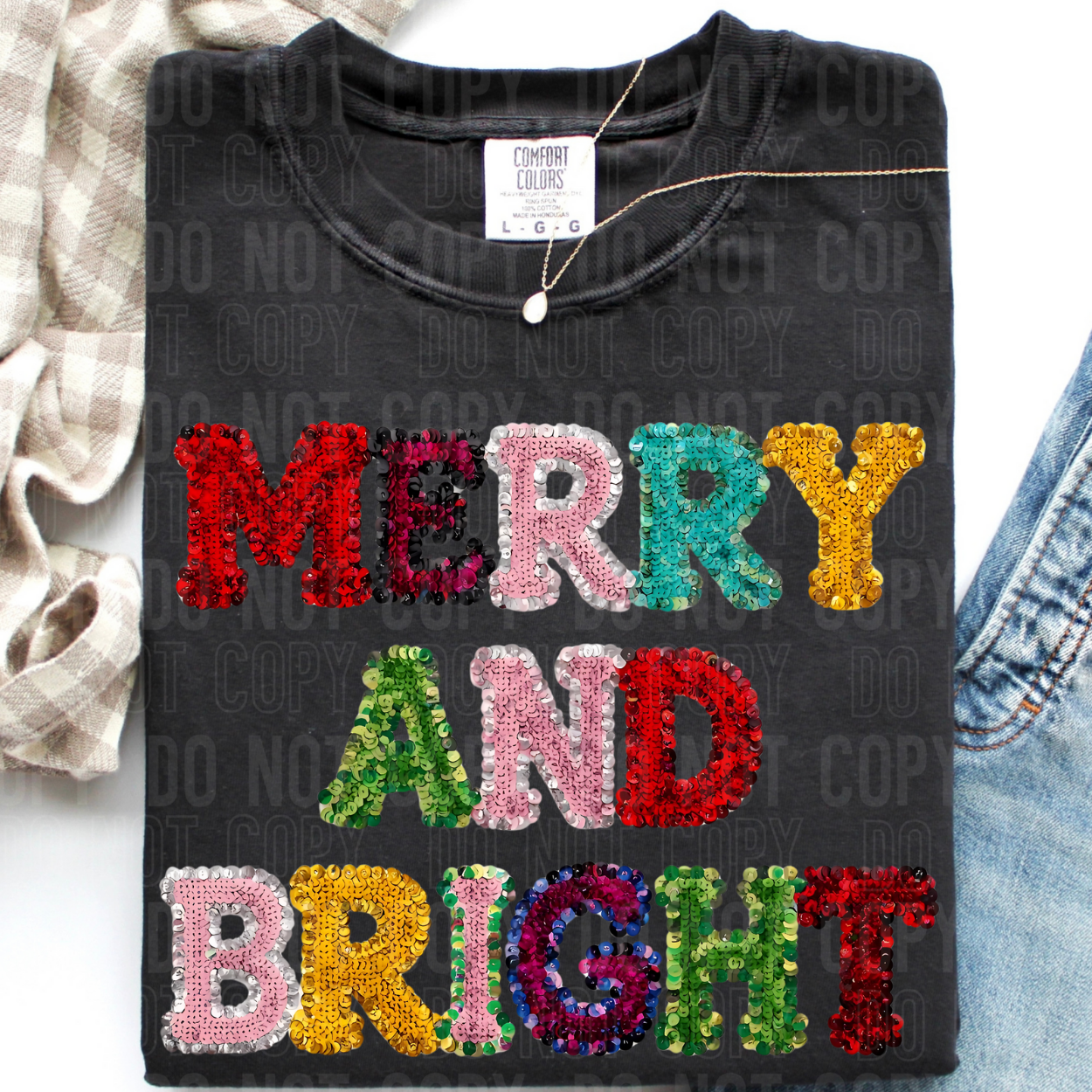 MERRY AND BRIGHT FAUX PATCHES - DTF TRANSFER