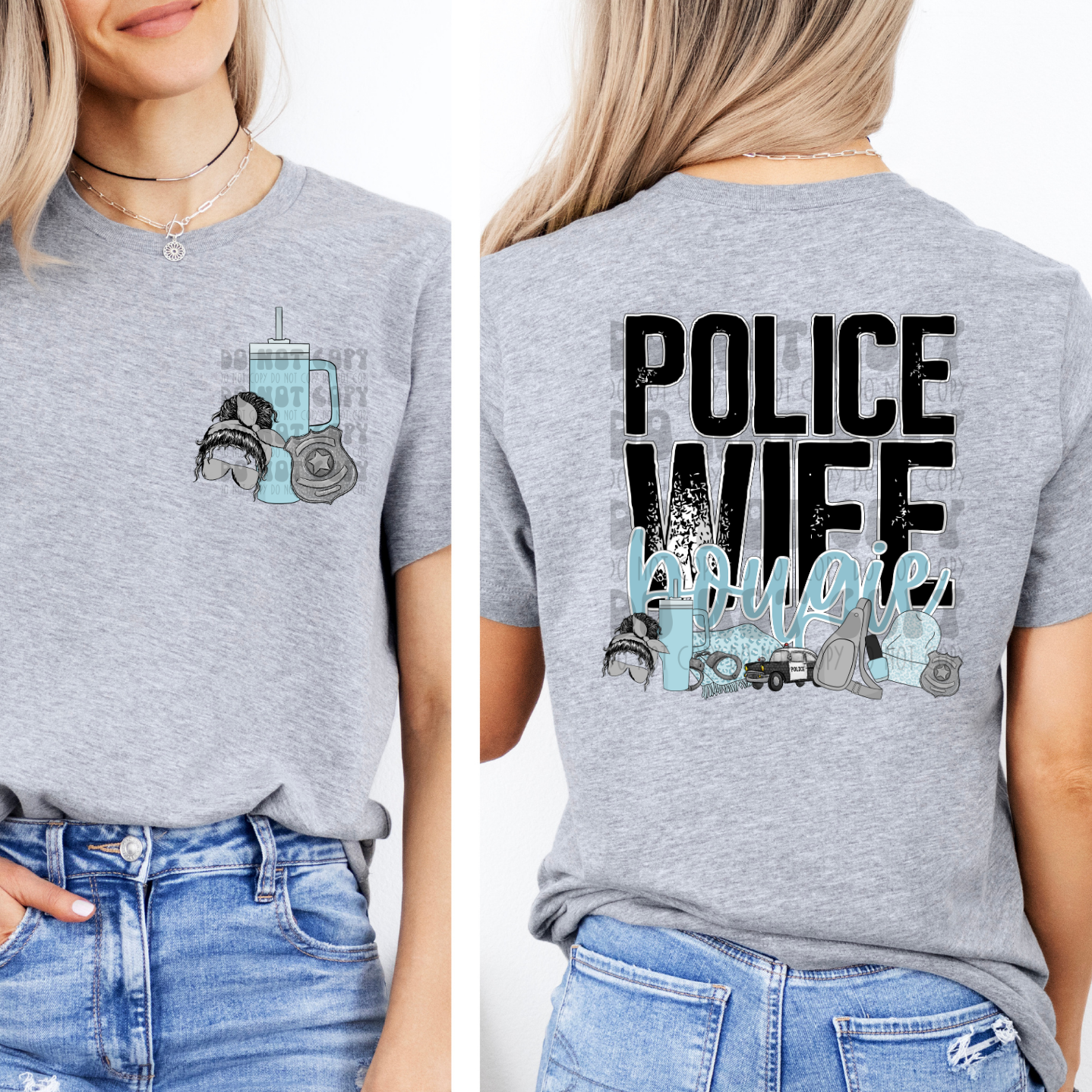 POLICE WIFE BOUGIE W/ POCKET - DTF TRANSFER
