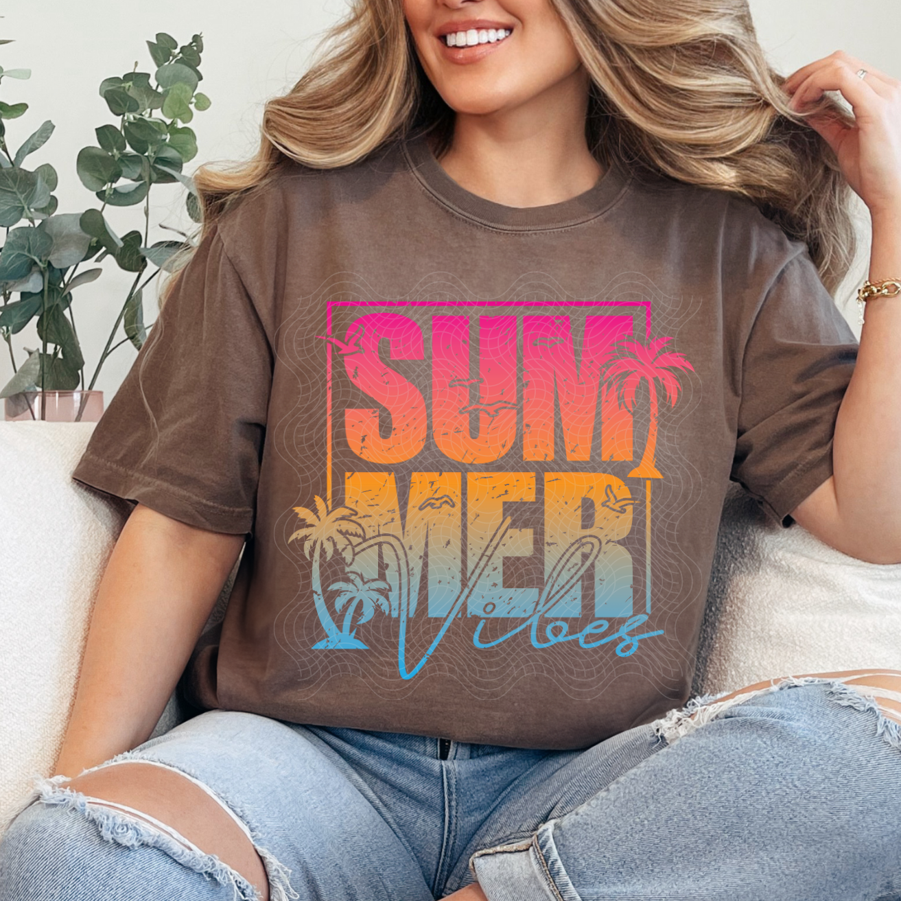SUM MER VIBES DISTRESSED - DTF TRANSFER
