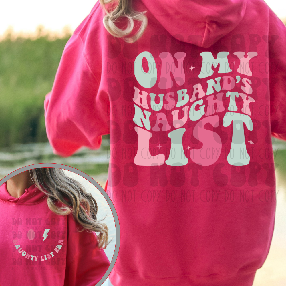 HUSBAND'S NAUGHTY LIST W/ POCKET - DTF TRANSFER