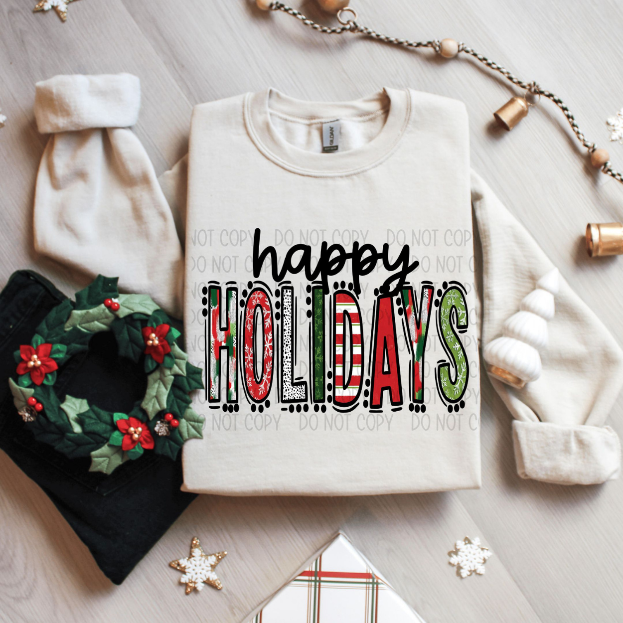 HAPPY HOLIDAYS DOODLE LETTERS - DTF TRANSFER