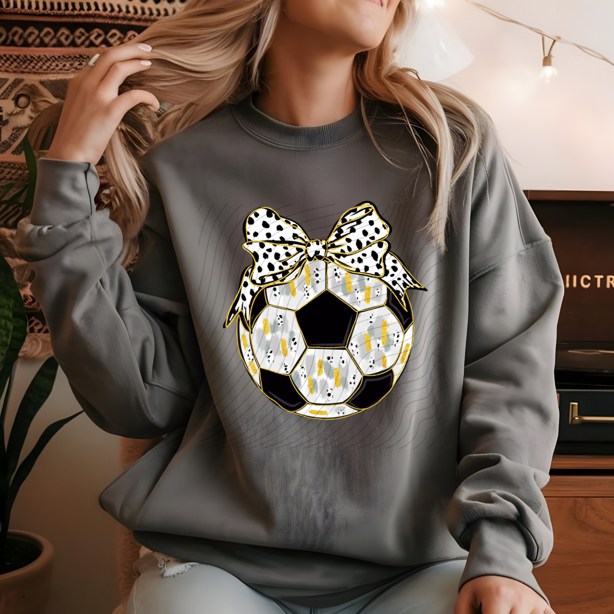 SOCCER BRUSHSTROKES WITH BOW - DTF TRANSFER