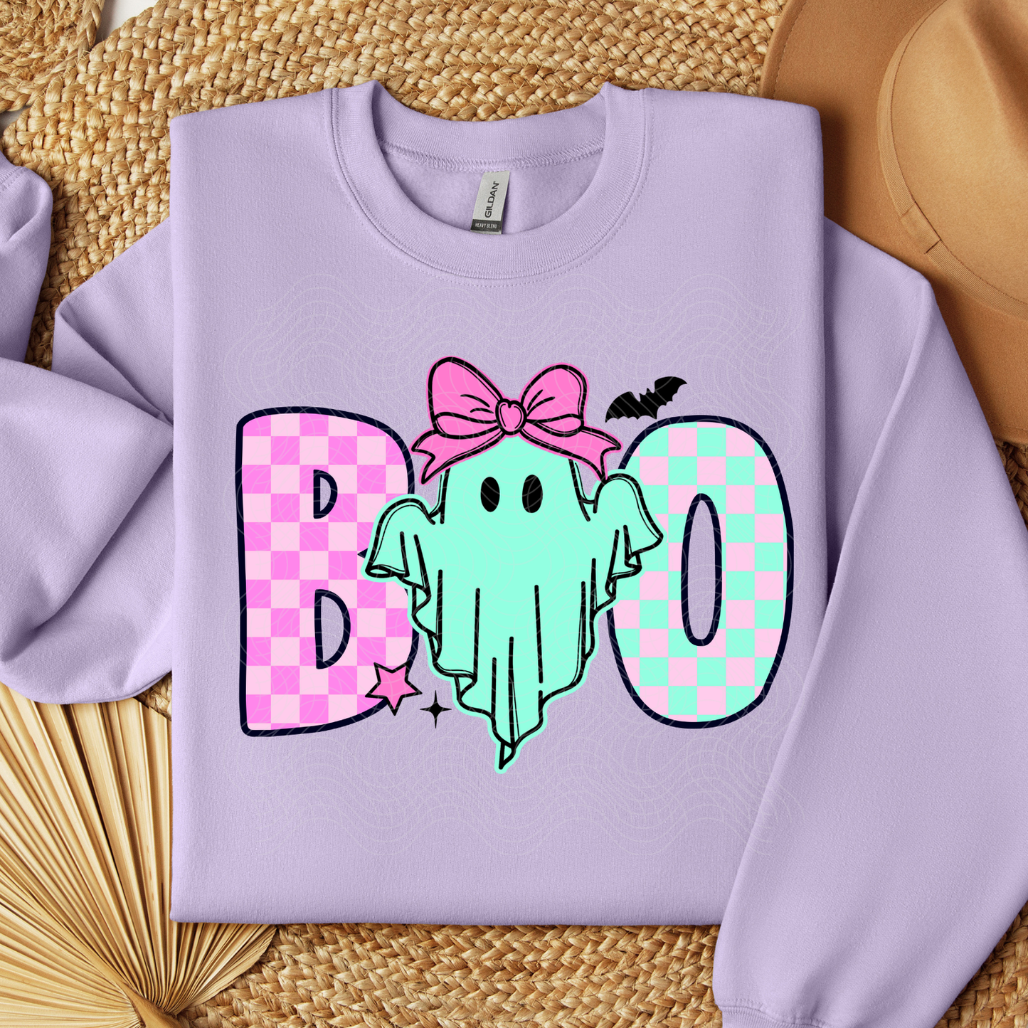 BOO GHOST, BLK NO DISTRESS - DTF TRANSFER