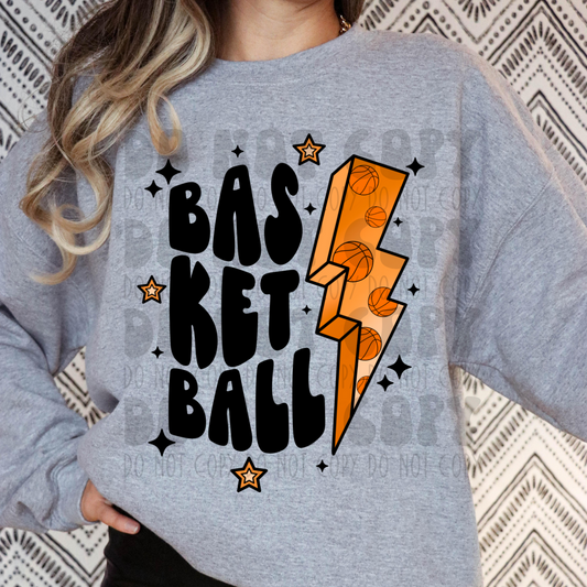 BASKETBALL BOLT ORANGE NO DISTRESS - DTF TRANSFER