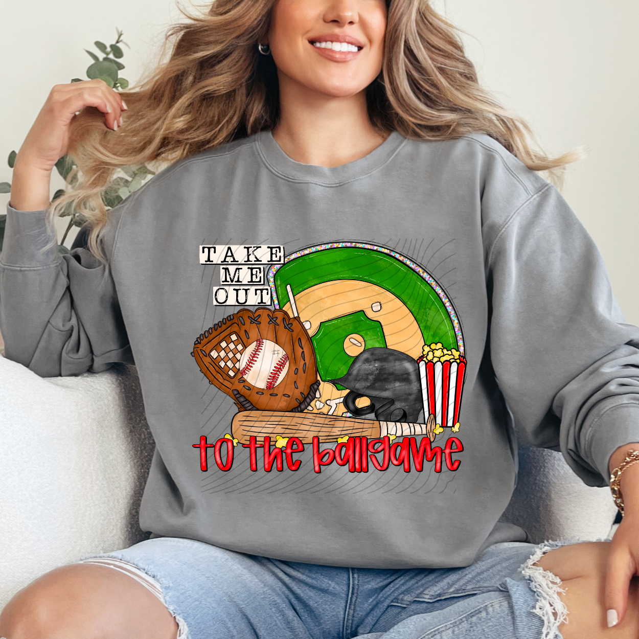 TAKE ME OUT TO THE BALLGAME BASEBALL - DTF TRANSFER
