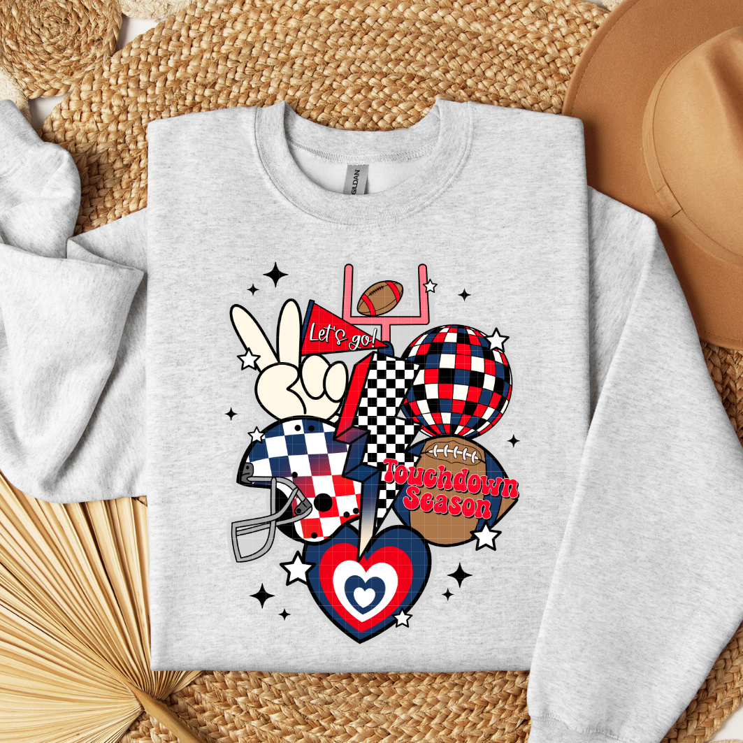 RETRO FOOTBALL COLLAGE - NAVY & RED - DTF TRANSFER