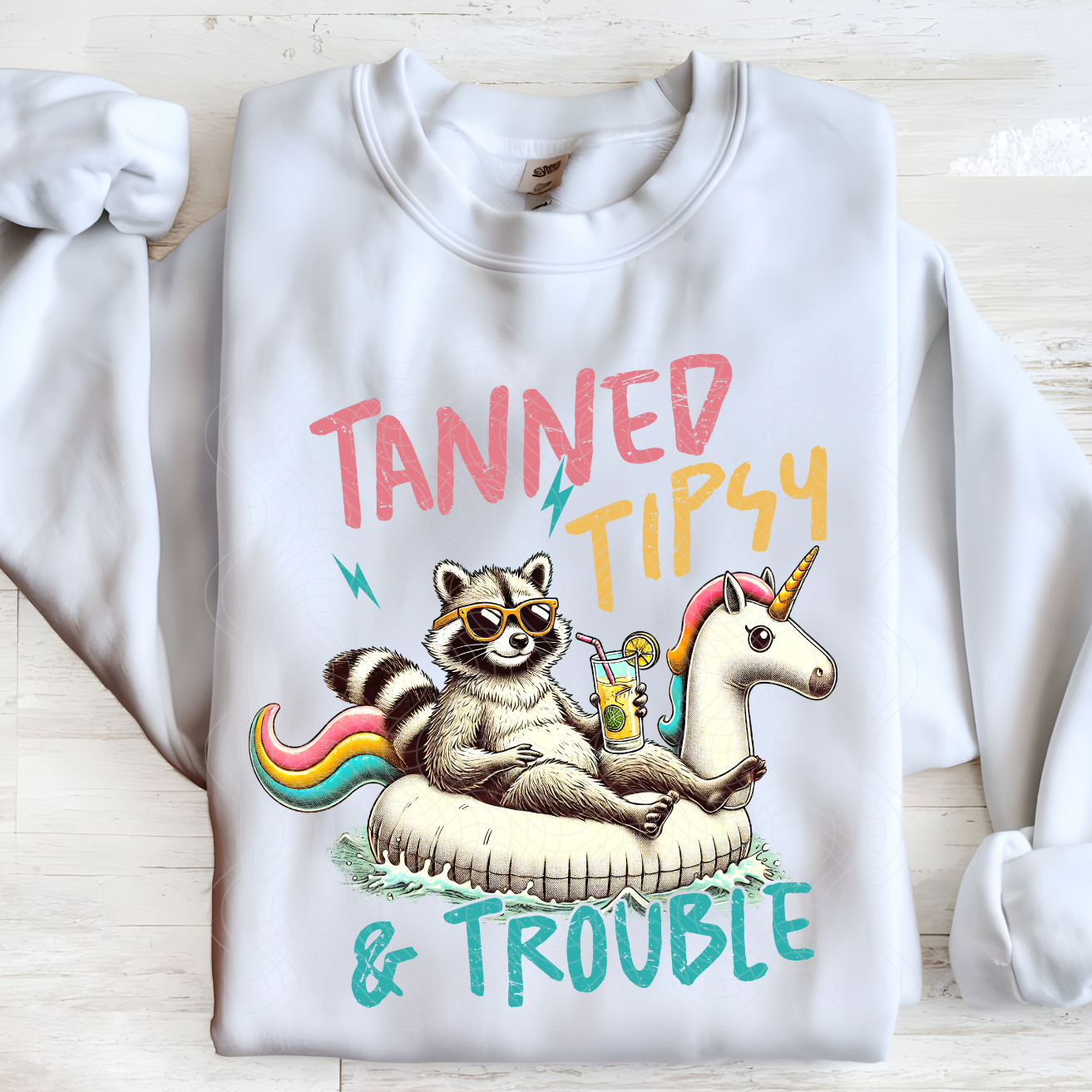 TANNED TIPSY AND TROUBLE - DTF TRANSFER