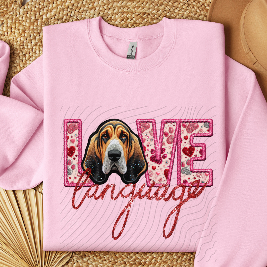 BLOODHOUND, FAUX EMBROIDERY & FAUX SEQUINS - DTF TRANSFER
