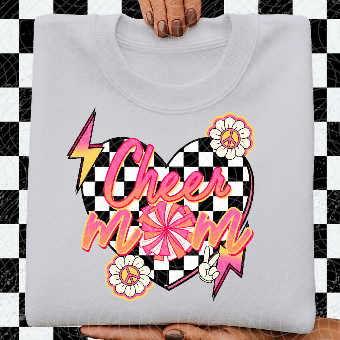 CHEER MOM PEACE FLOWER - DTF TRANSFER