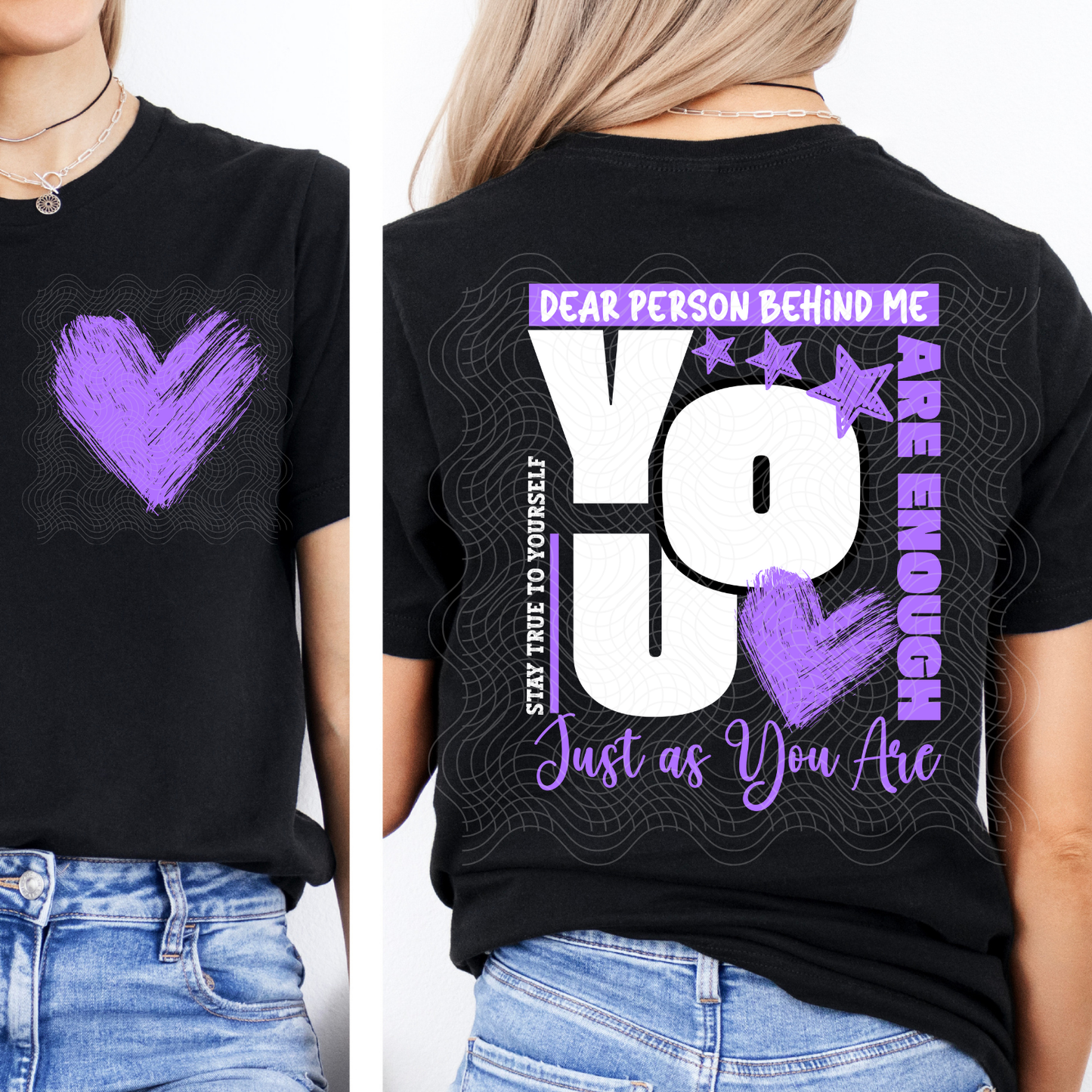YOU ARE ENOUGH PURPLE/WHT W/ POCKET - DTF TRANSFER