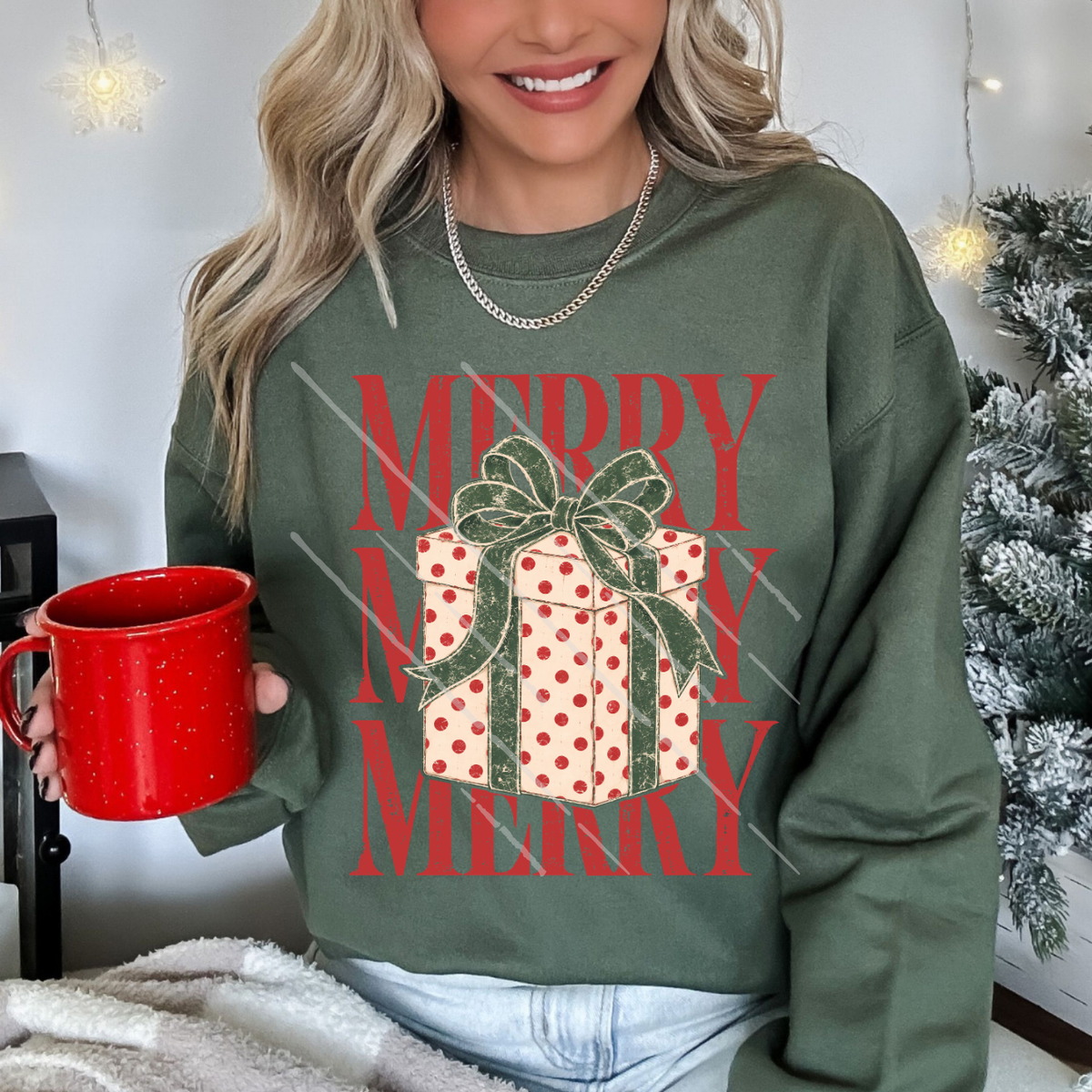 STACKED MERRY PRESENT - DTF TRANSFER