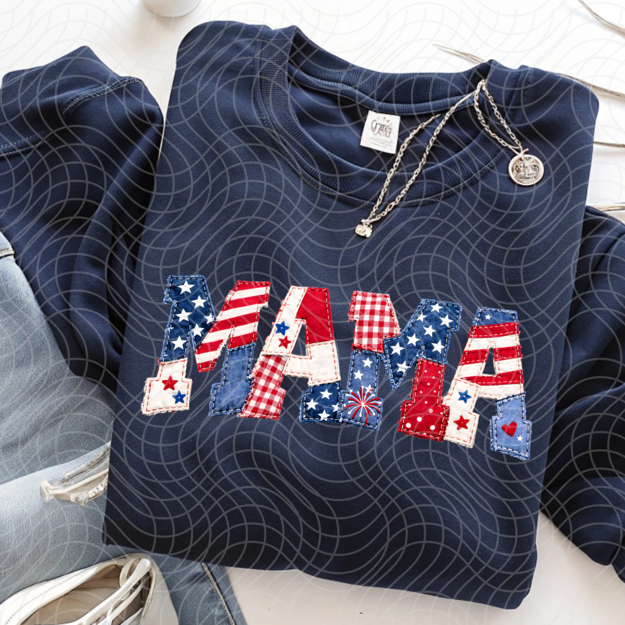 MAMA PATRIOTIC PATCHWORK - DTF TRANSFER