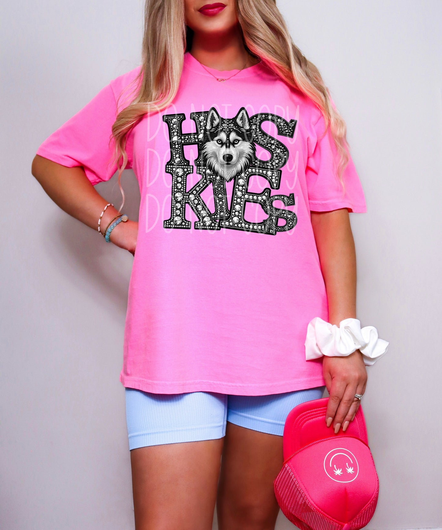 HUSKIES RHINESTONE MASCOT - DTF TRANSFER