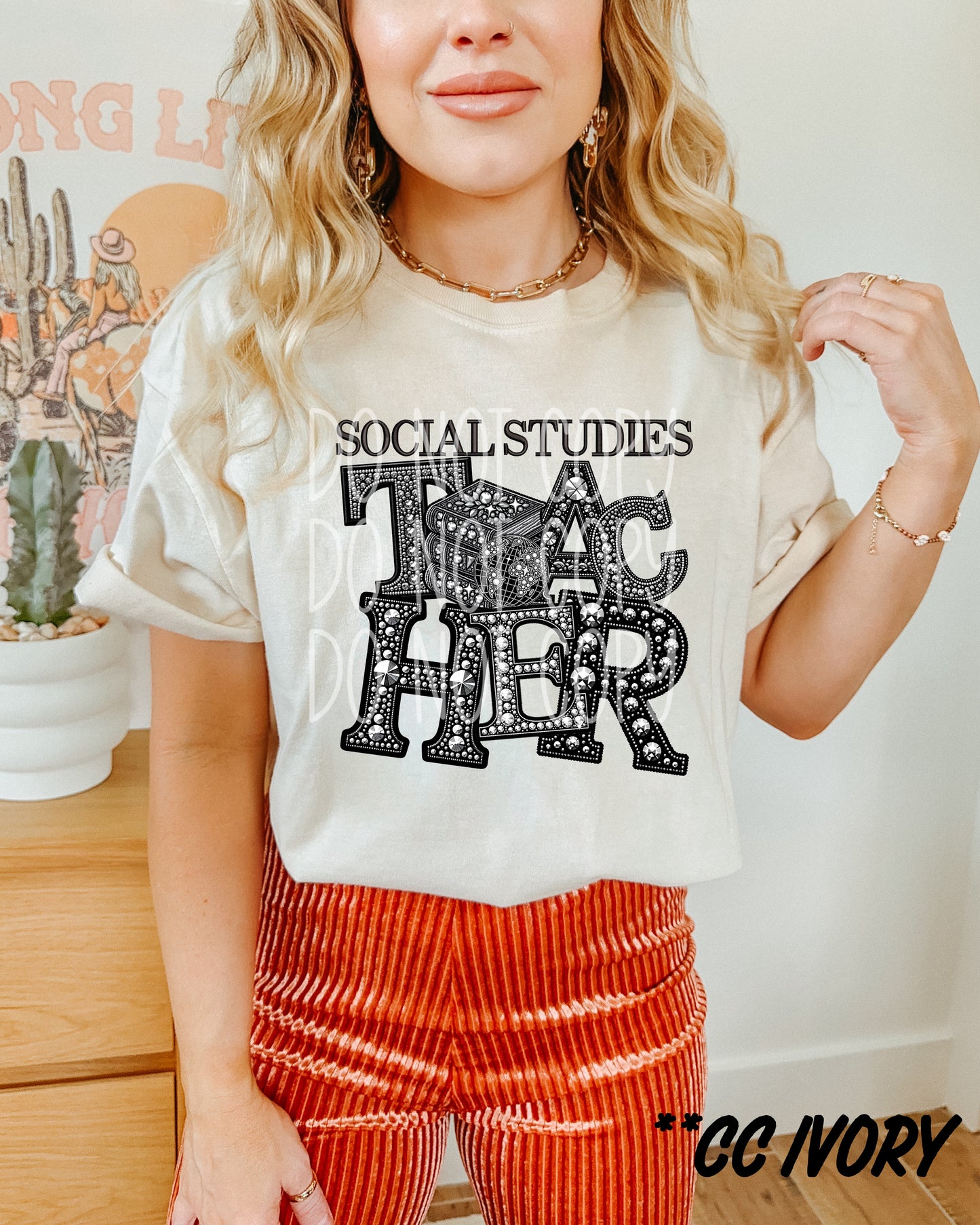 SOCIAL STUDIES TEACHER RHINESTONES - DTF TRANSFER