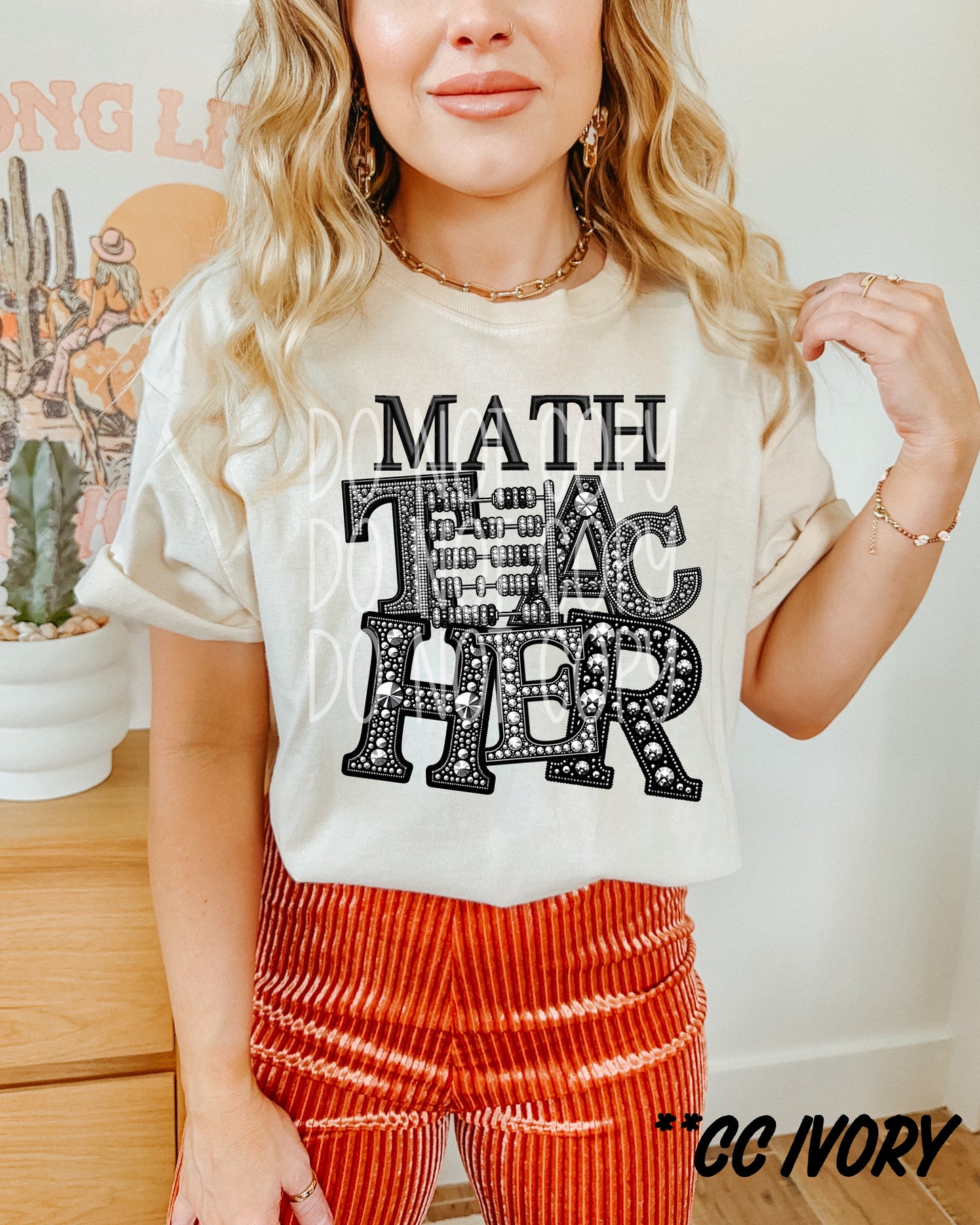 MATH TEACHER RHINESTONES - DTF TRANSFER
