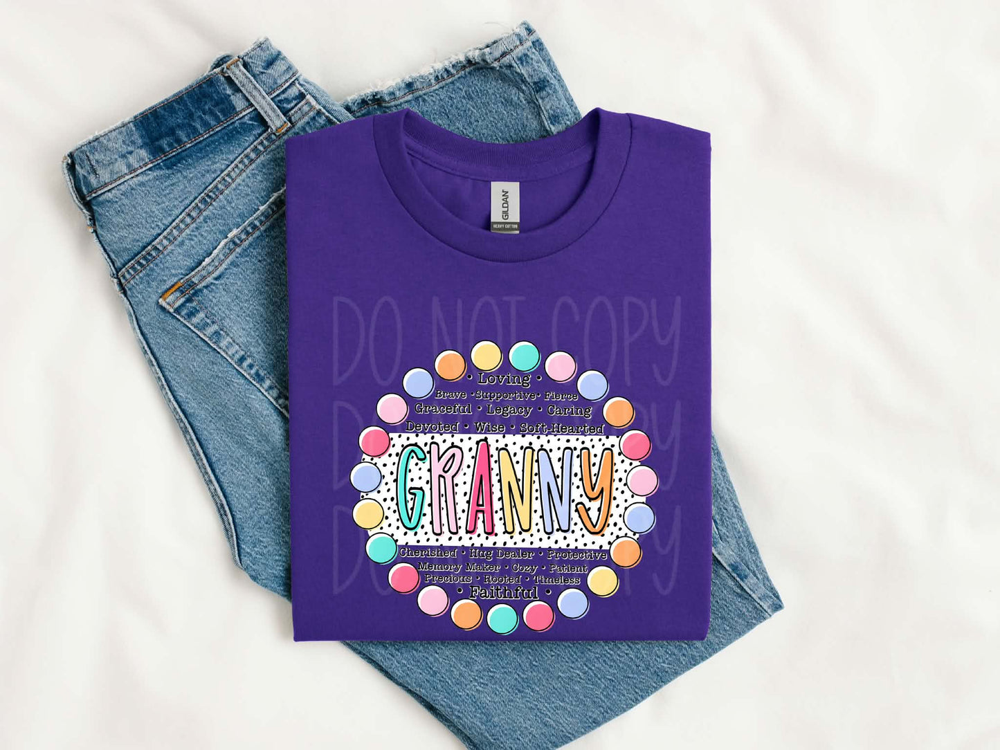 GRANNY CIRCLE POLKA DOTS - DTF TRANSFER
