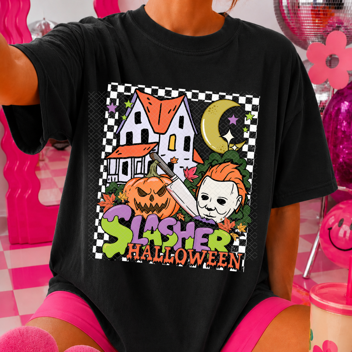 SLASHER HALLOWEEN CHECKER FRAME - DTF TRANSFER